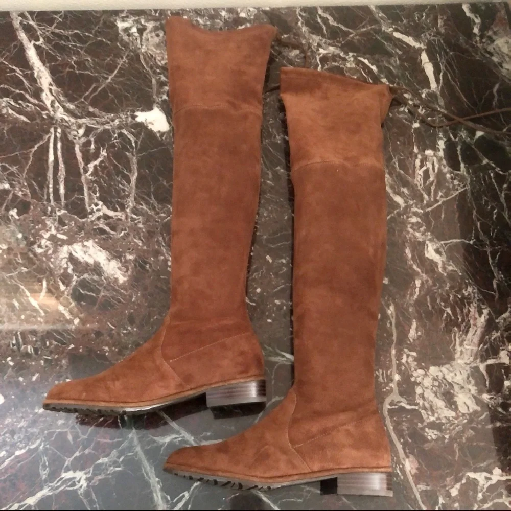 New STUART WEITZMAN Lowland Over the Knee Suede Boots in Brown
